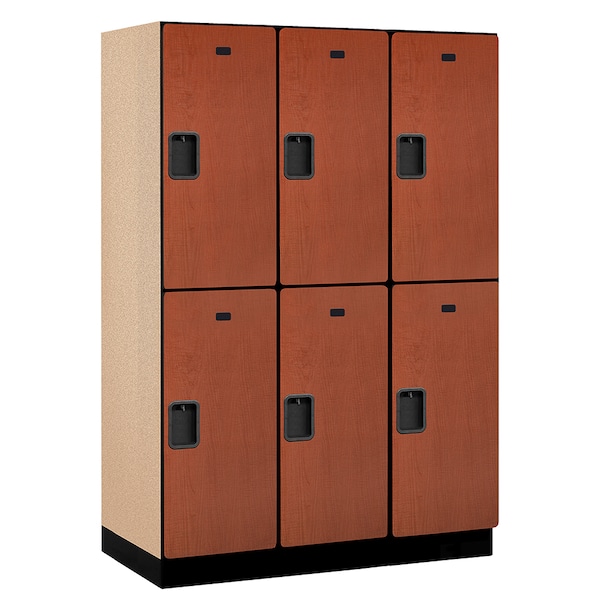 2 Tier Designer Locker, 54"Wx76"Hx21"D, 6 Door, Cherry